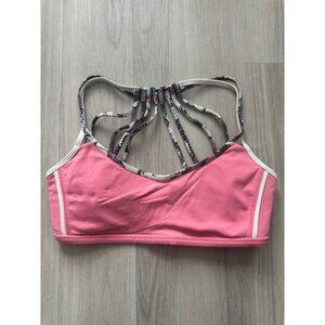 Lululemon Free To Be Serene Bra‎ Size 6 Pink Floral Strappy Back Yoga